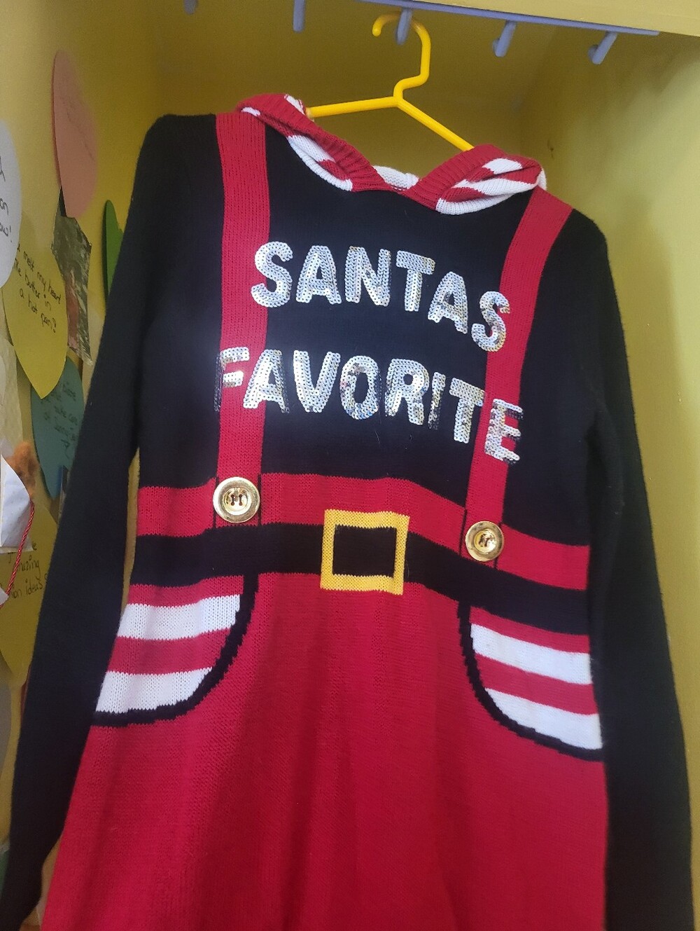 Nwot Santa's Favorite Holiday Sweater Dress - Red & Black